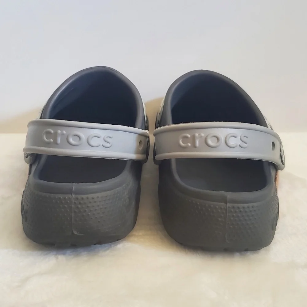CROCS Funlab Monster Truck LED Light Gray Slip On Clogs Size Jr 3